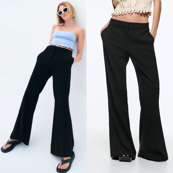 Zara Pants - Zara Fluid Flare Pants Blogger Favorite Flared Long Flowing Trousers